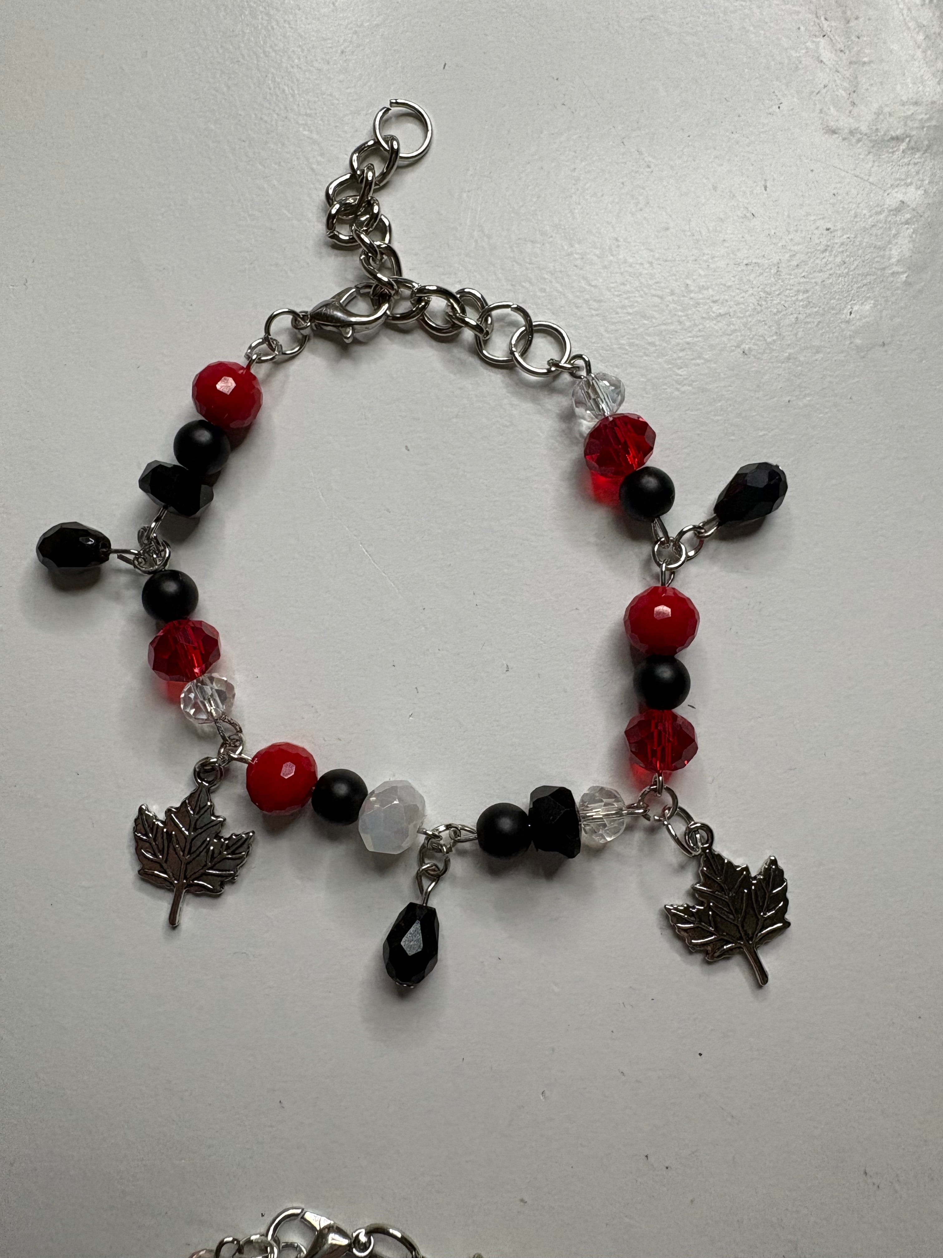 Red leaf charm bracelet
