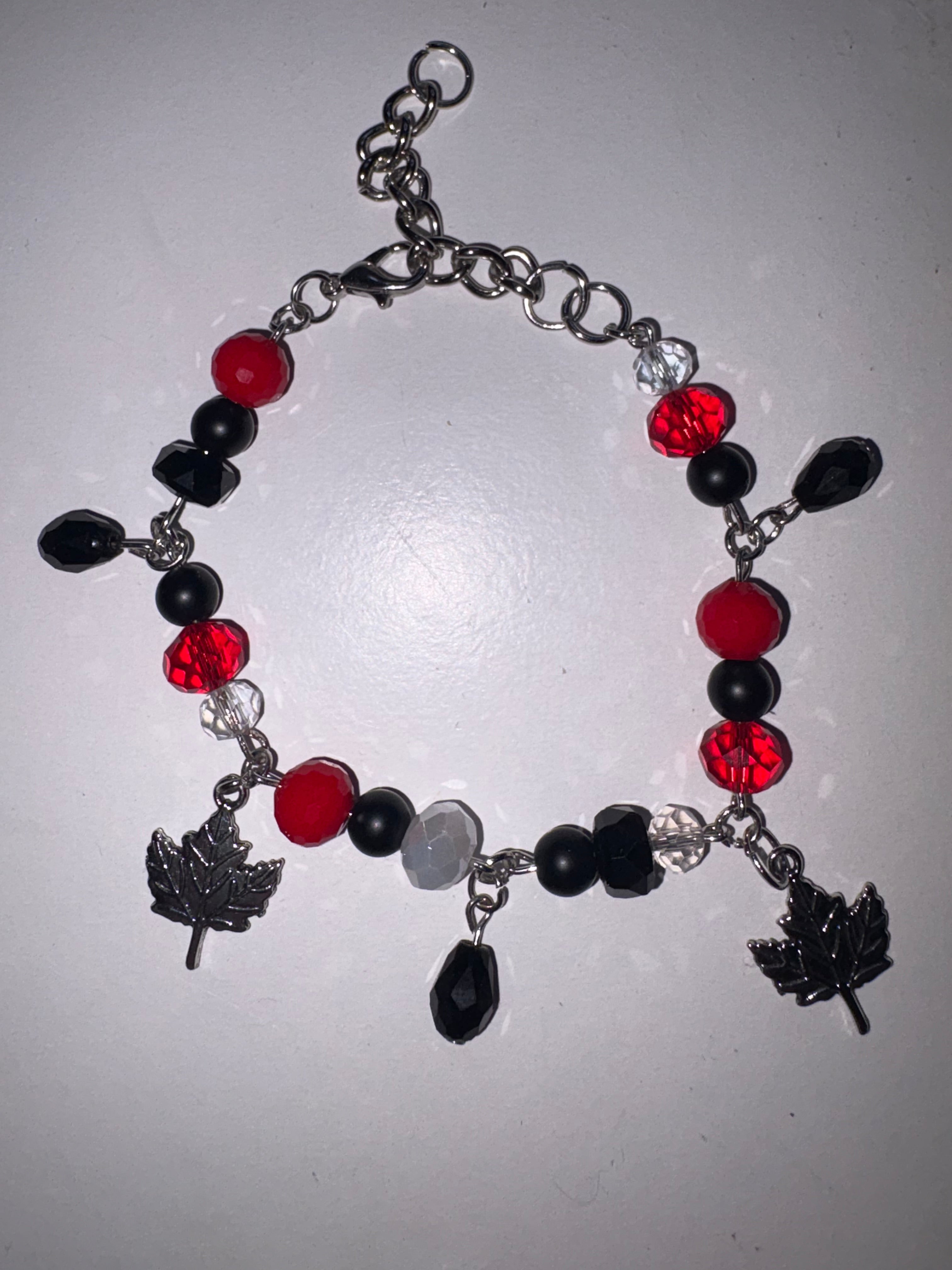 Red leaf charm bracelet