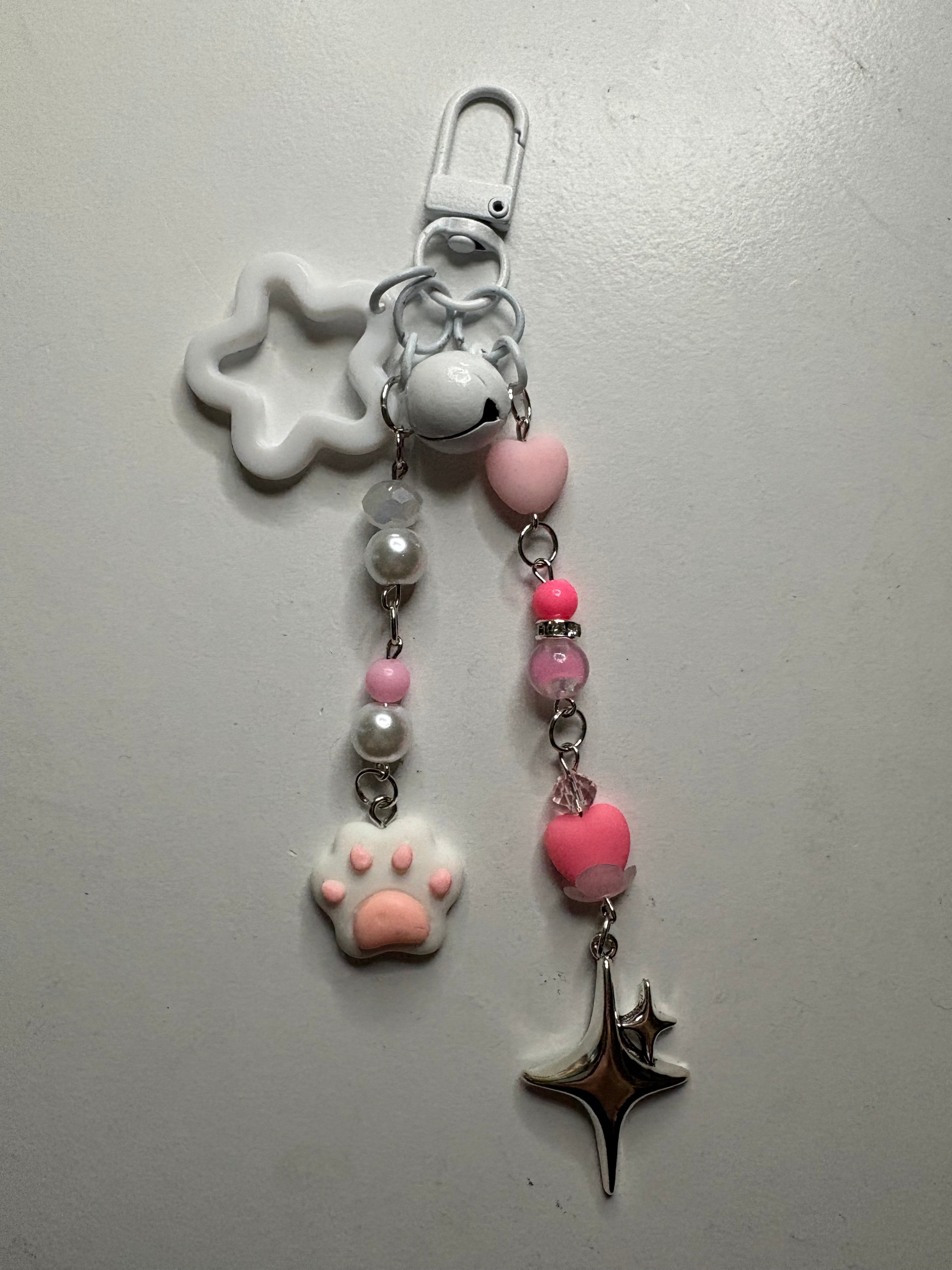 pink kitty meow, meow keychain